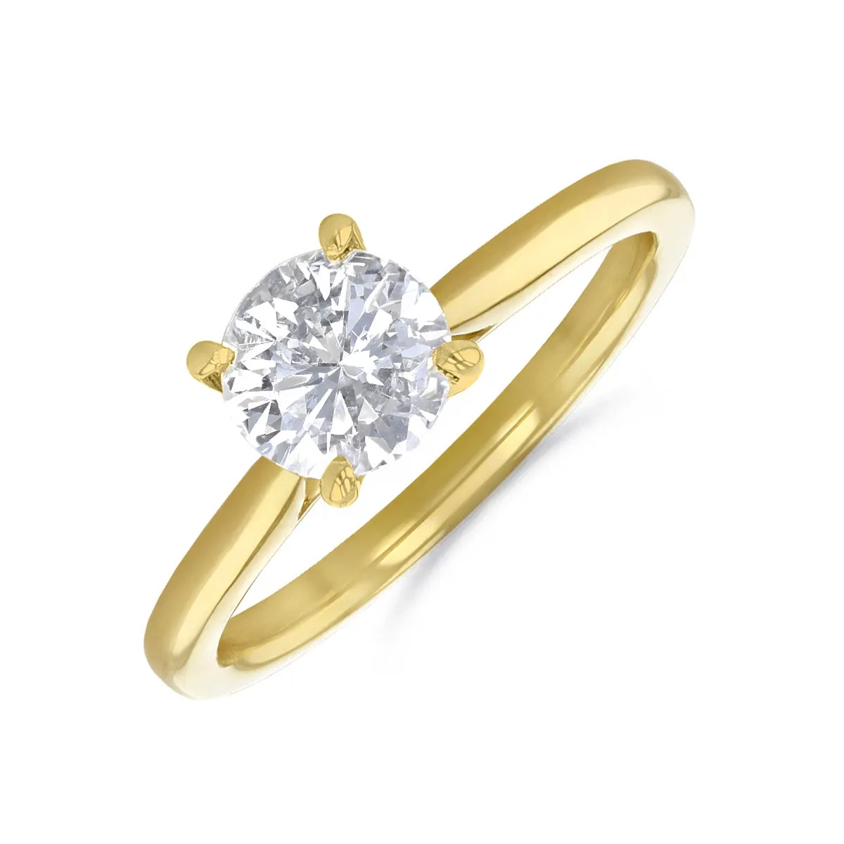 0-25ct Poppy Plain Round Brilliant Cut Diamond Solitaire Engagement Ring | 18ct-Yellow-Gold