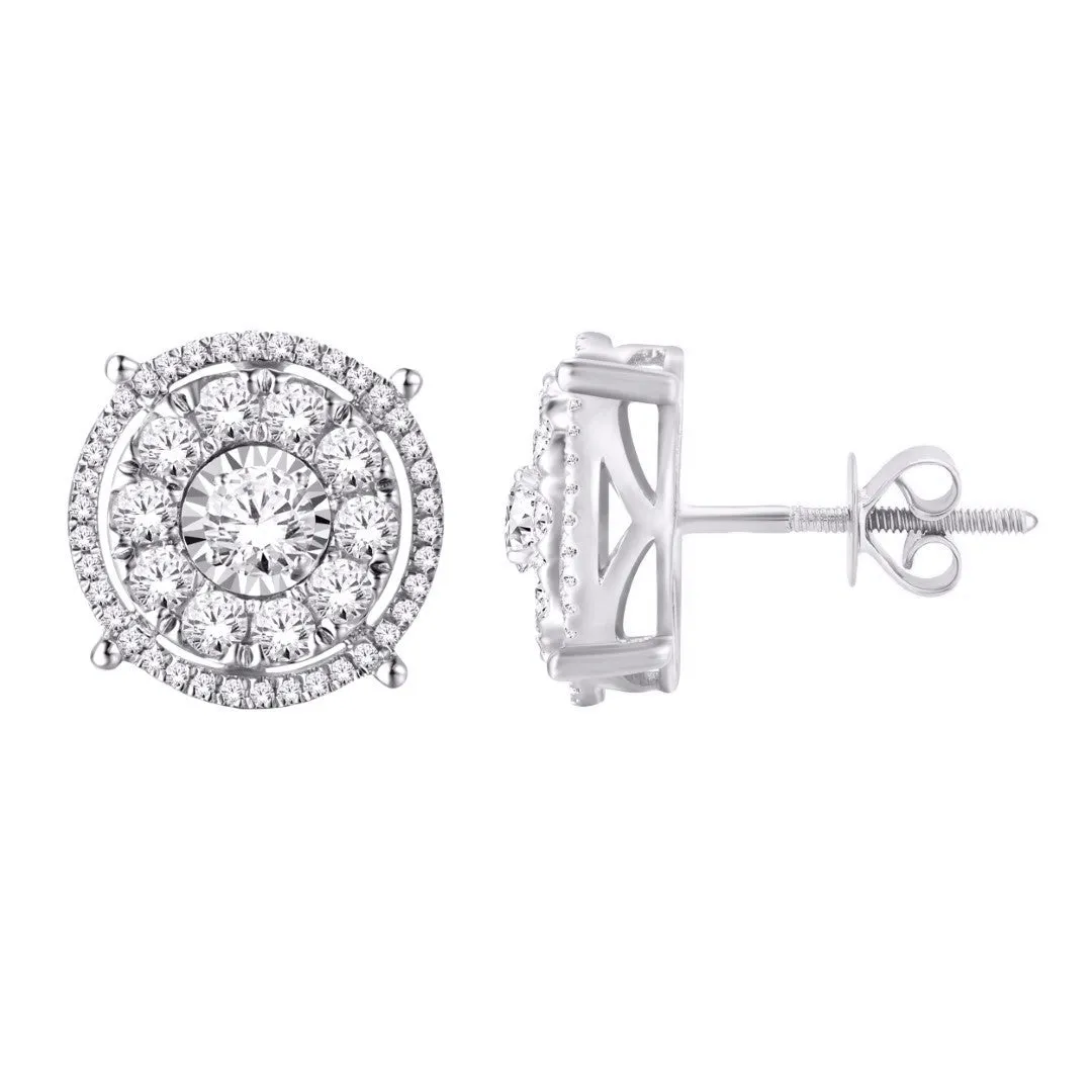 10 Karat White Gold 0.50 Carat Diamond Round Earrings-0126888-WG