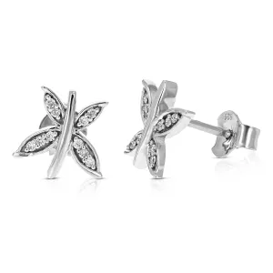 1/10 cttw Diamond Butterfly Composite Stud Earrings in Sterling Silver