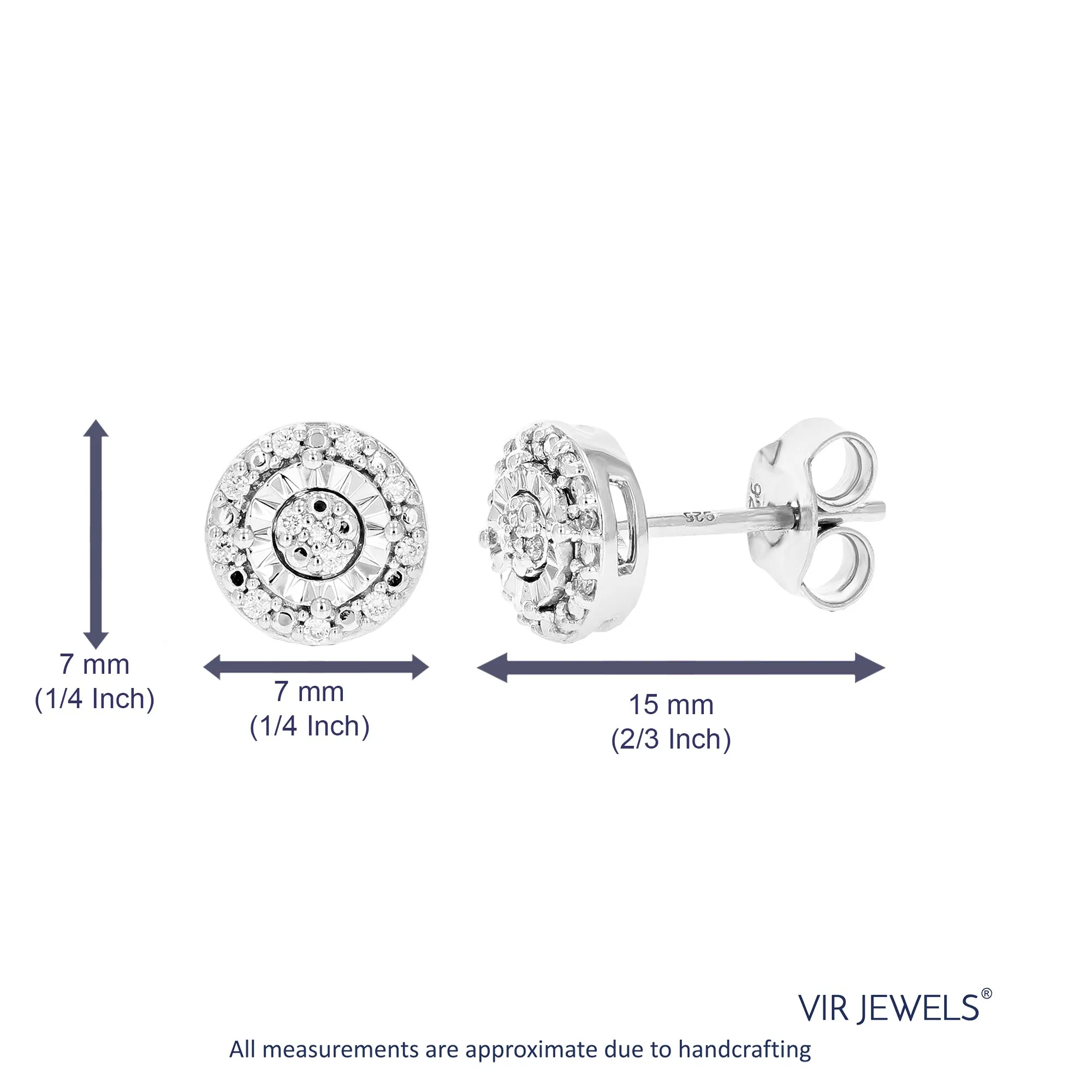 1/10 cttw Diamond Stud Composite Earrings in Sterling Silver