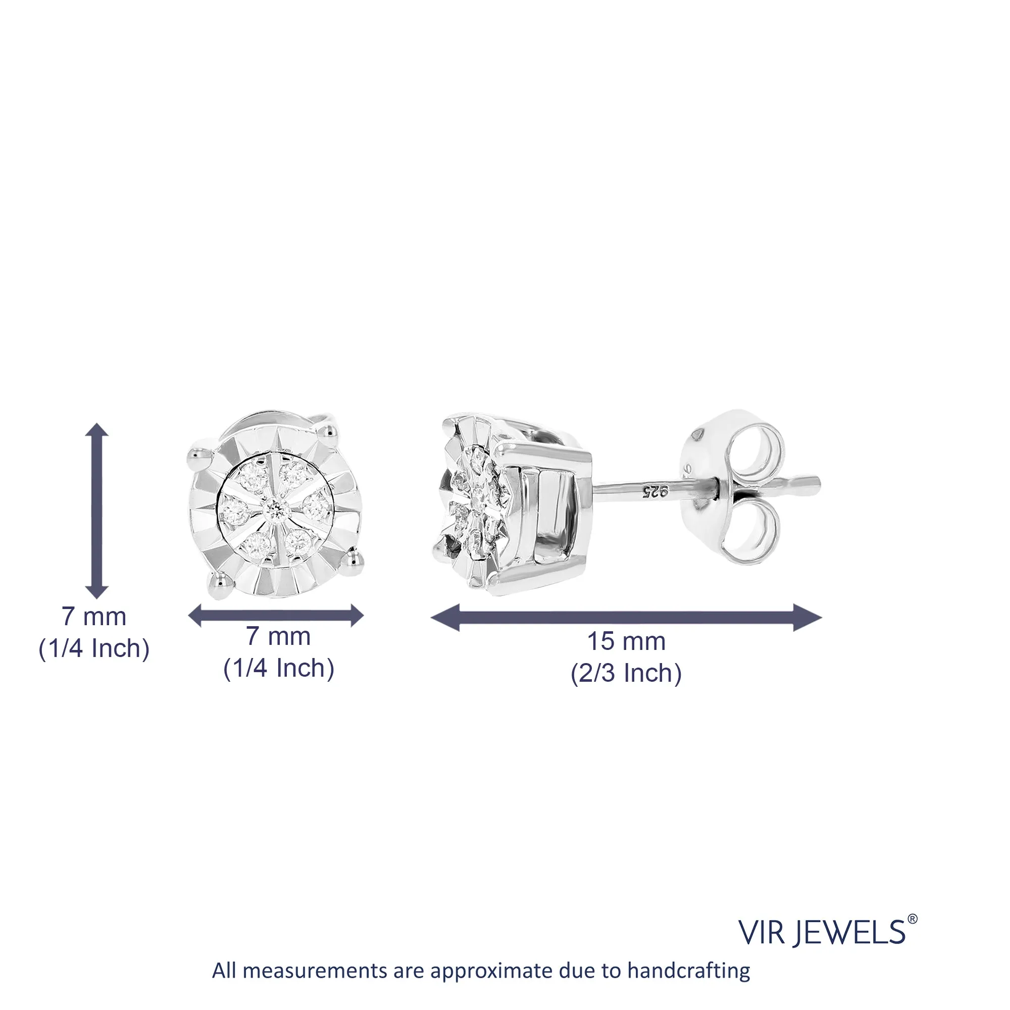 1/12 cttw Lab Diamond Modern Stud Earrings in Sterling Silver