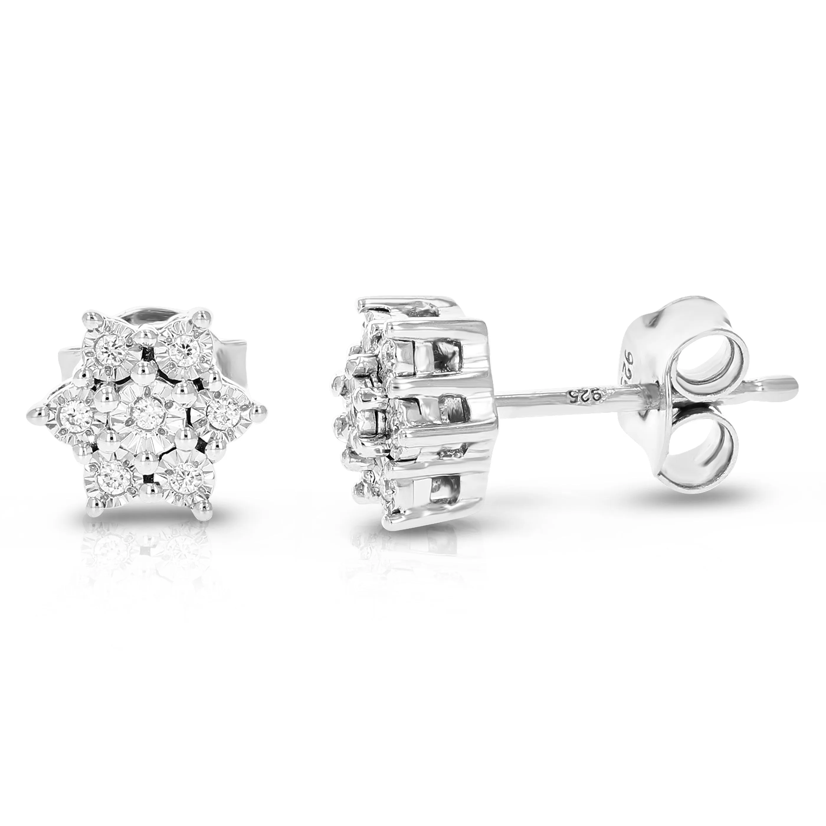 1/12 cttw Lab Diamond Star Stud Earrings in Sterling Silver