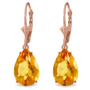 14K Solid Rose Gold Leverback Earrings Natural Citrine Certified Class