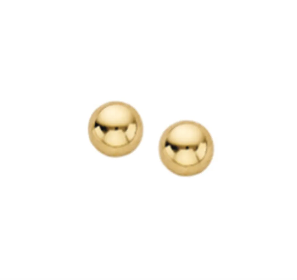 14K Yellow Gold 7mm Ball Stud Earrings