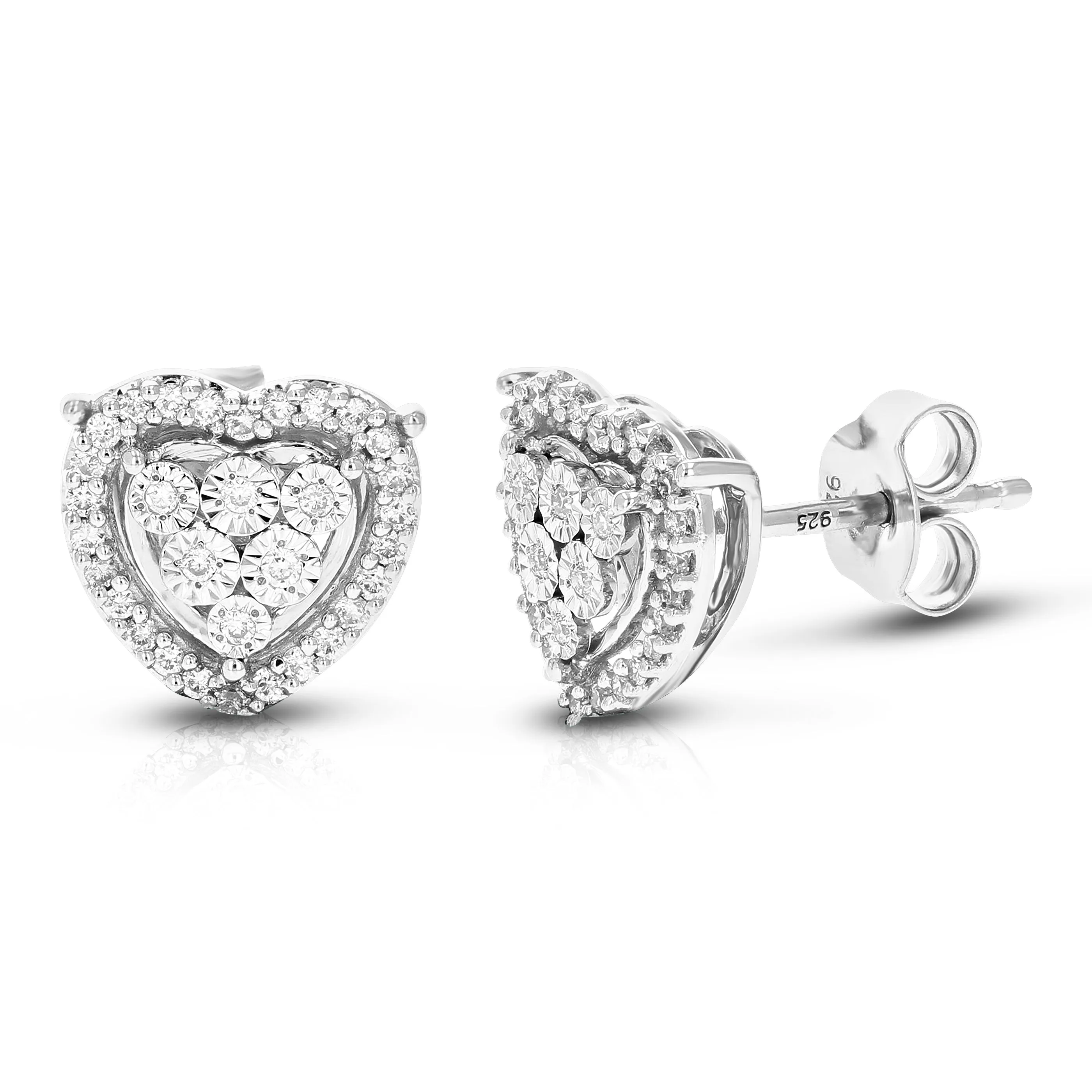 1/5 cttw Diamond Heart Composite Stud Earrings in Sterling Silver