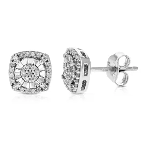 1/5 cttw Lab Grown Diamond Cushion Stud Earrings Sterling Silver