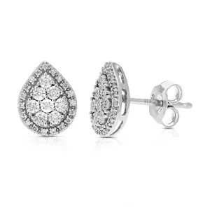 1/5 cttw Pear Cluster Stud Earrings in Sterling Silver