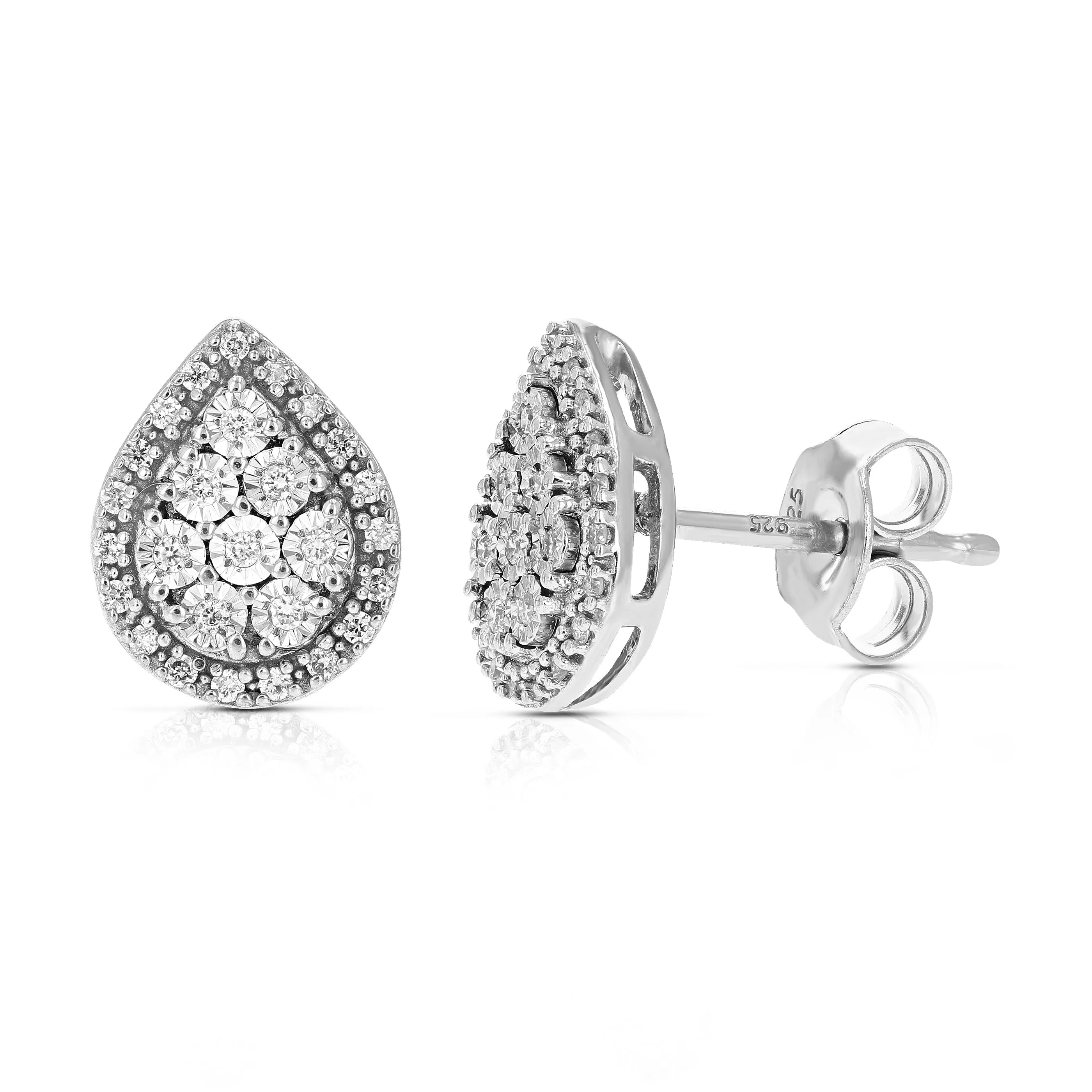 1/5 cttw Pear Cluster Stud Earrings in Sterling Silver