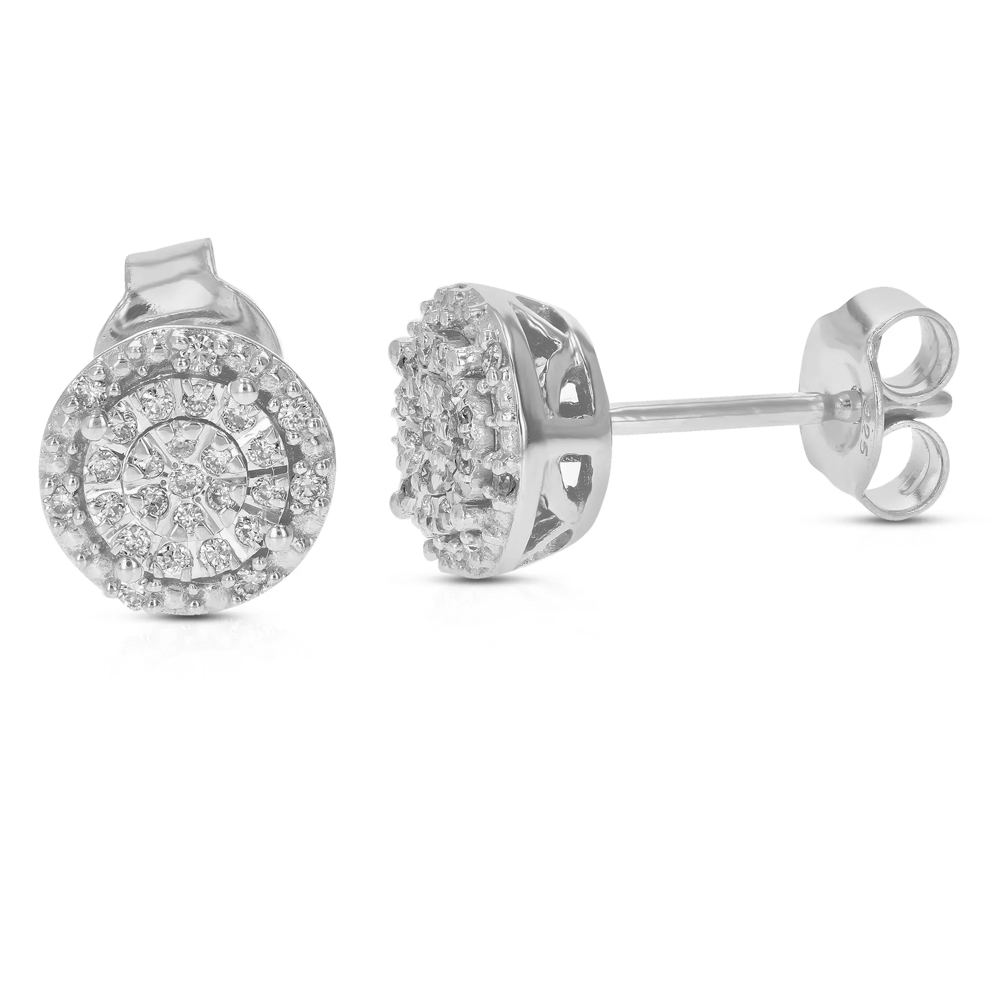 1/6 cttw Lab Grown Diamond Round Stud Earrings in Sterling Silver