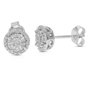 1/6 cttw Lab Grown Diamond Round Stud Earrings in Sterling Silver