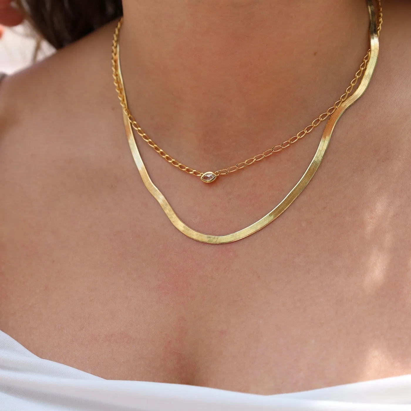 18" Gold Plated Herringbone Chain