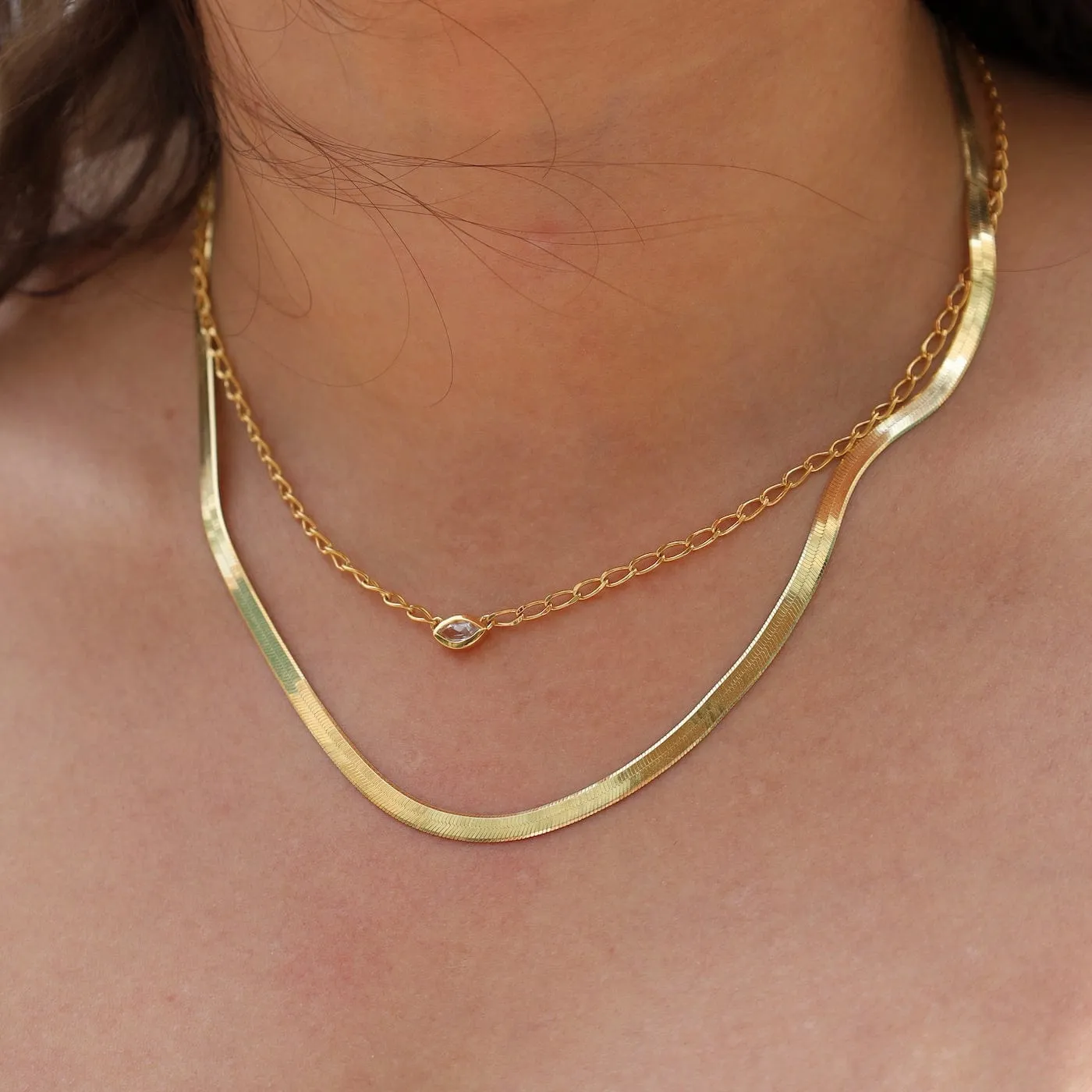 18" Gold Plated Herringbone Chain