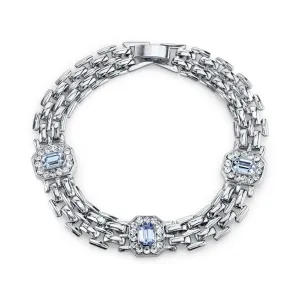 2028 Jewelry Light Sapphire Blue And Crystal Clasp Bracelet