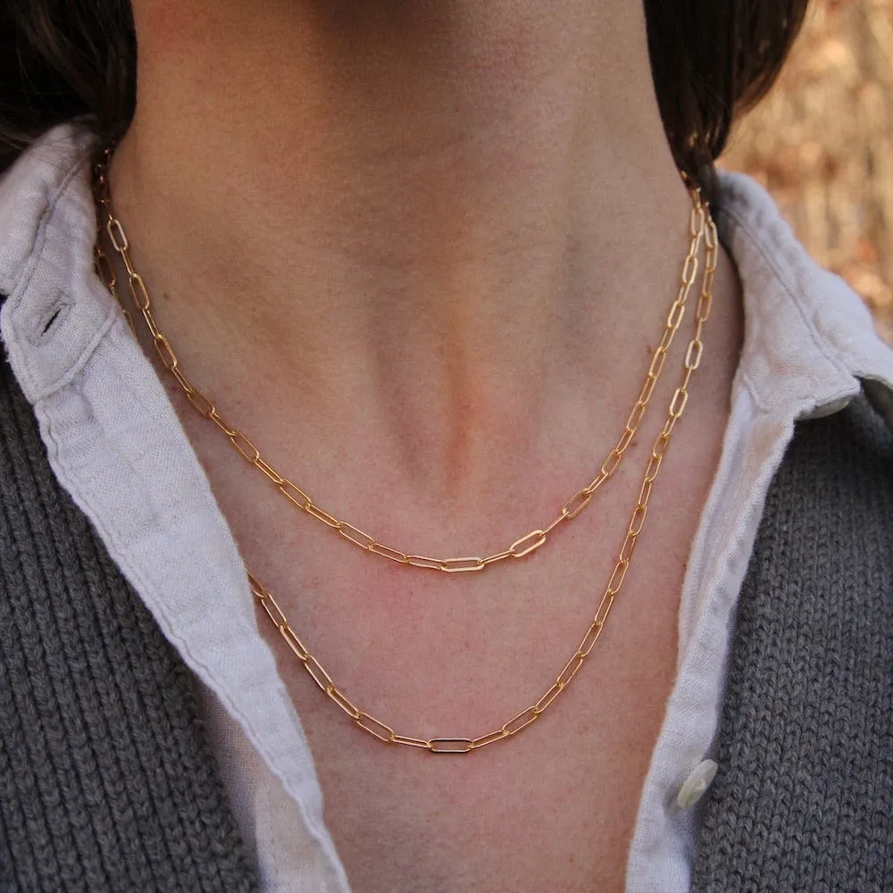 20" Gold Filled Paperclip Chain Necklace