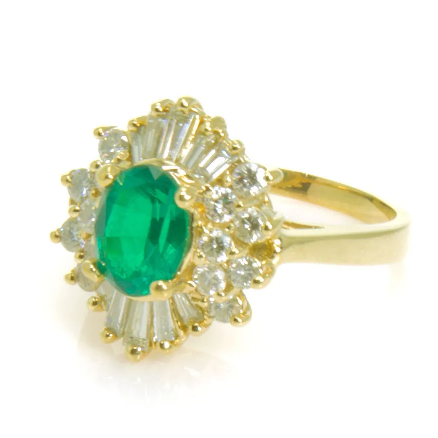 2.15ct Emerald & Diamond Ballerina Ring