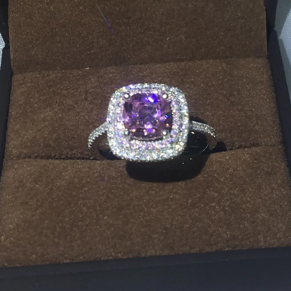 3 Carat Pink Sapphire Halo Ring