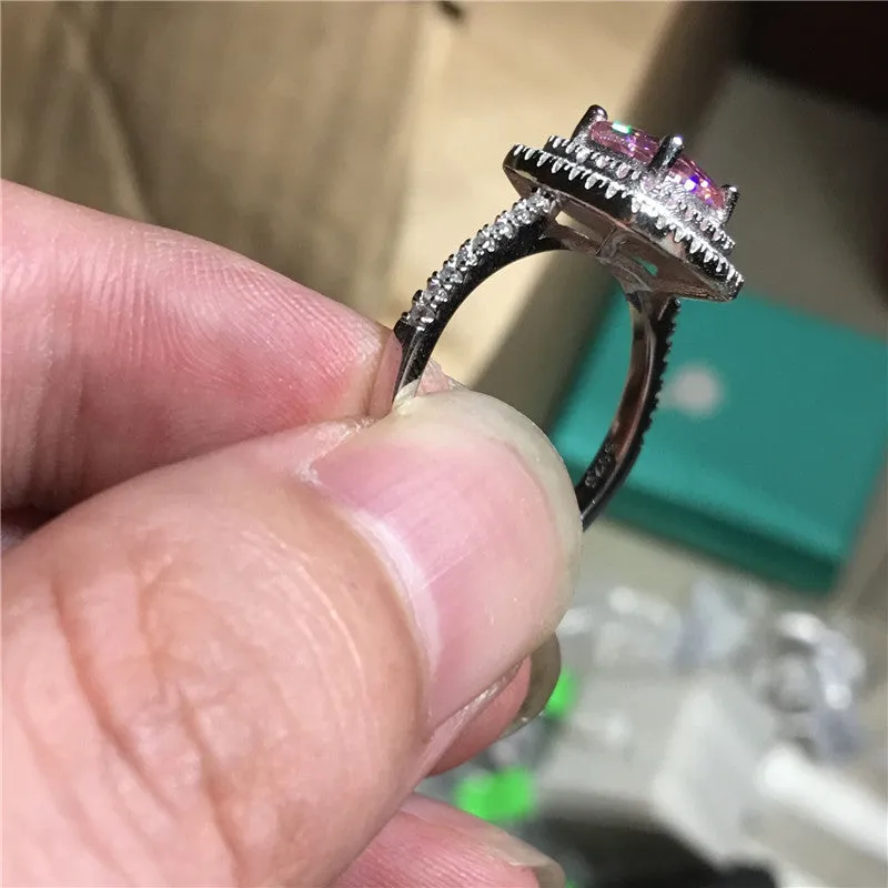 3 Carat Pink Sapphire Halo Ring