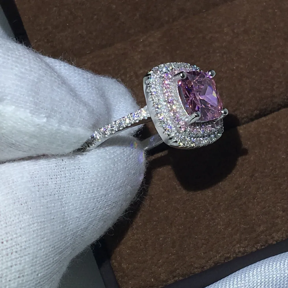 3 Carat Pink Sapphire Halo Ring