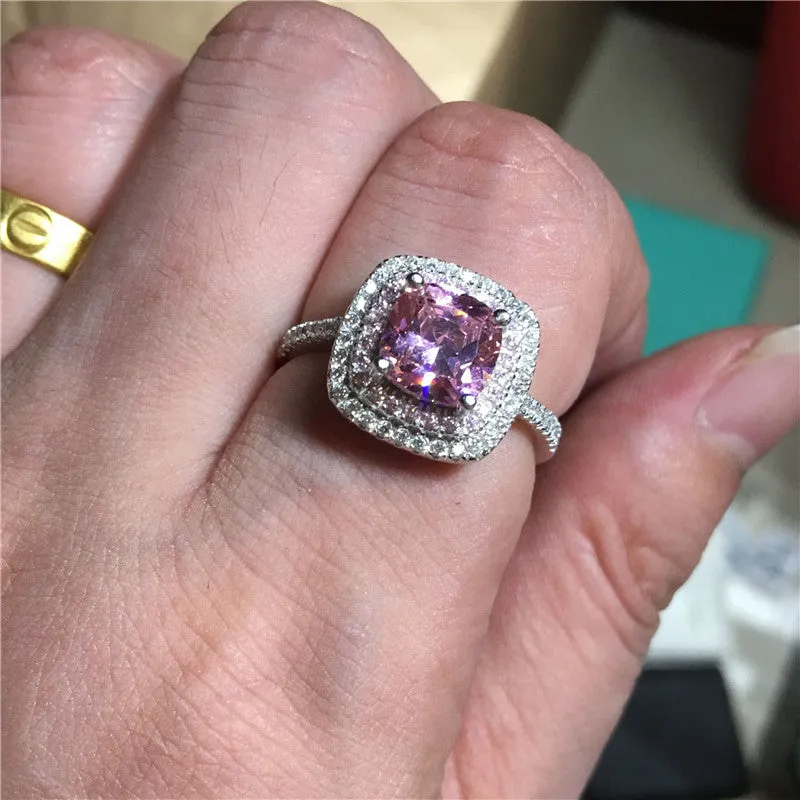 3 Carat Pink Sapphire Halo Ring