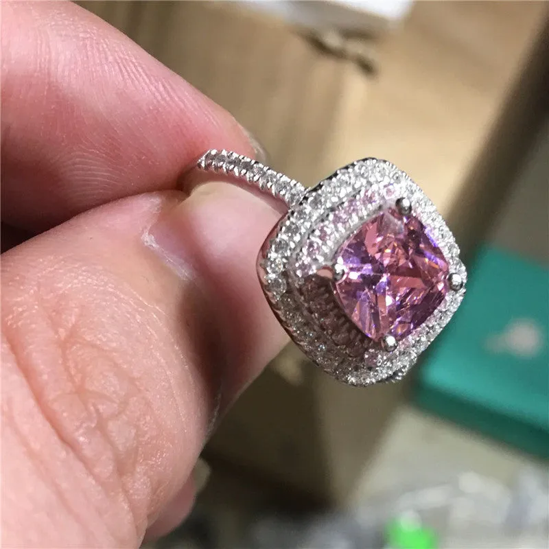 3 Carat Pink Sapphire Halo Ring