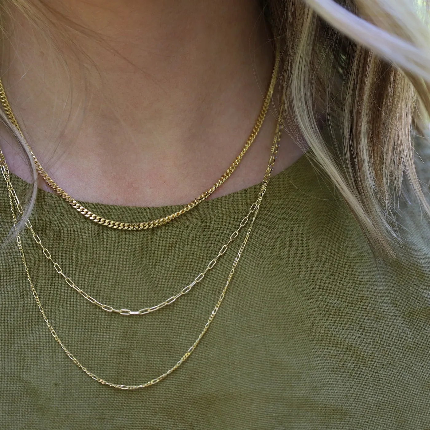 3mm Cut Curb Chain in Gold Vermeil