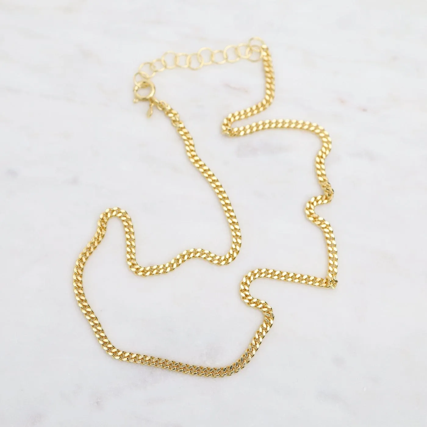 3mm Cut Curb Chain in Gold Vermeil