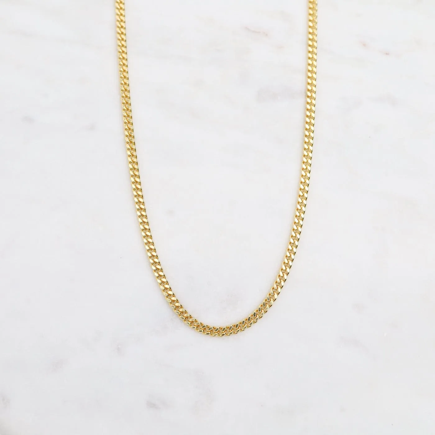 3mm Cut Curb Chain in Gold Vermeil