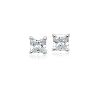 5mm Princess Cut Cubic Zirconia Solitaire Stud Earring