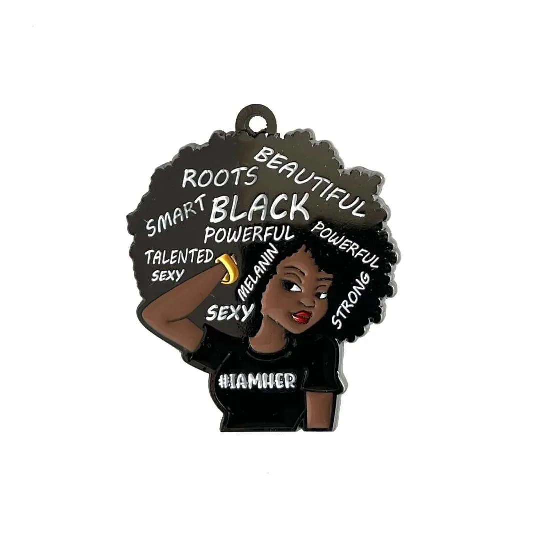 5PCS Afro Queen Metal Charm Enamel Pendant Set