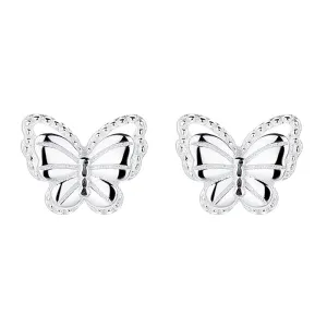 925 Sterling Silver Butterfly Threaded Sweet Ball Back Earrings