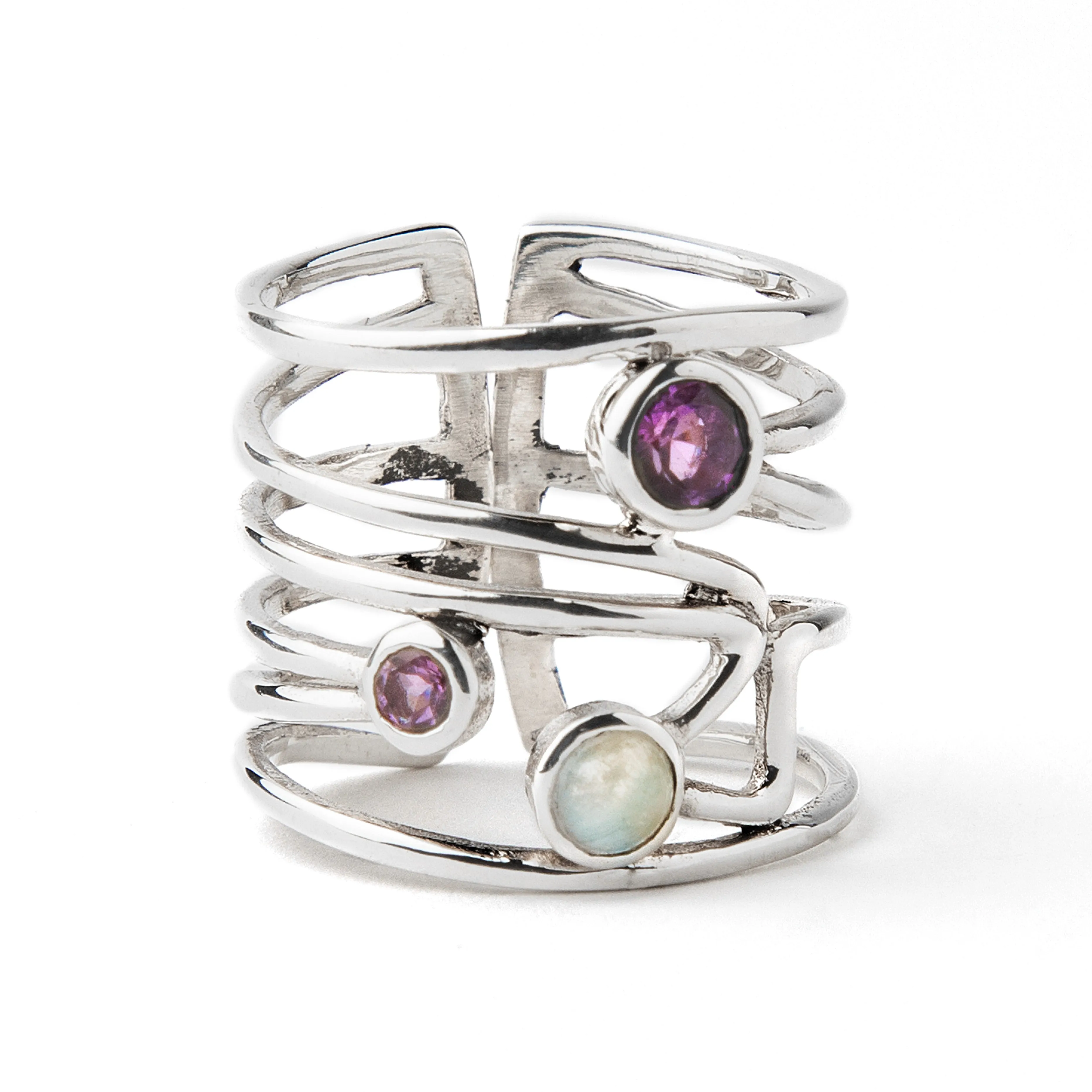 Adjustable Lattice Ring in various gemstones