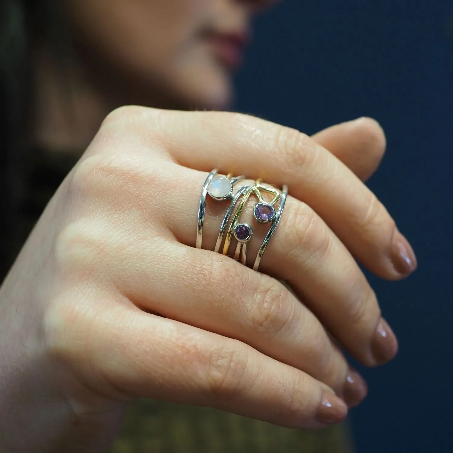 Adjustable Lattice Ring in various gemstones