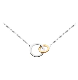 An elegant silver and gold interlocking rings necklace