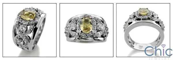 Anniversary Oval Canary Pave Cubic Zirconia Cz Ring