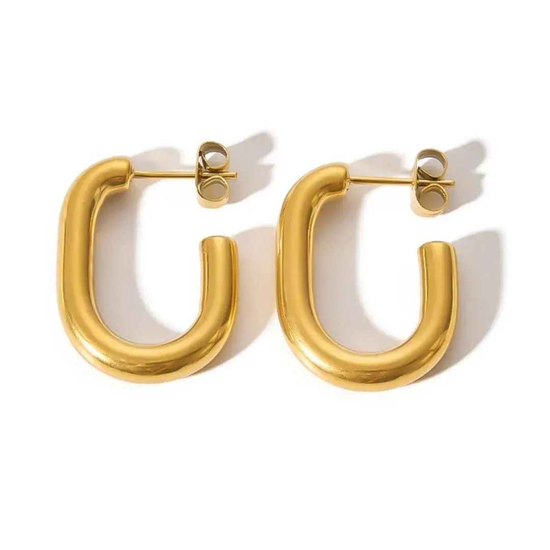 Anti Tarnish C Shaped Hoop Earring