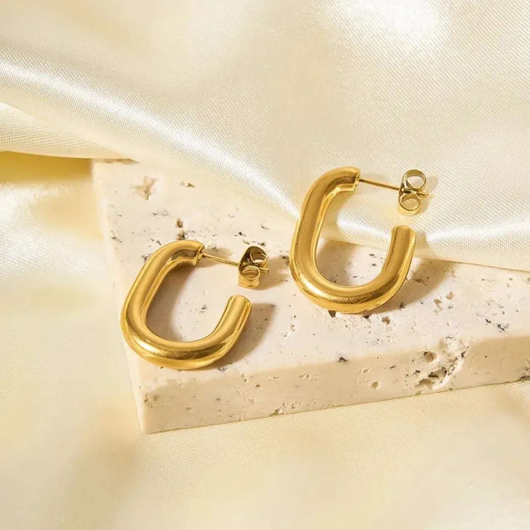 Anti Tarnish C Shaped Hoop Earring