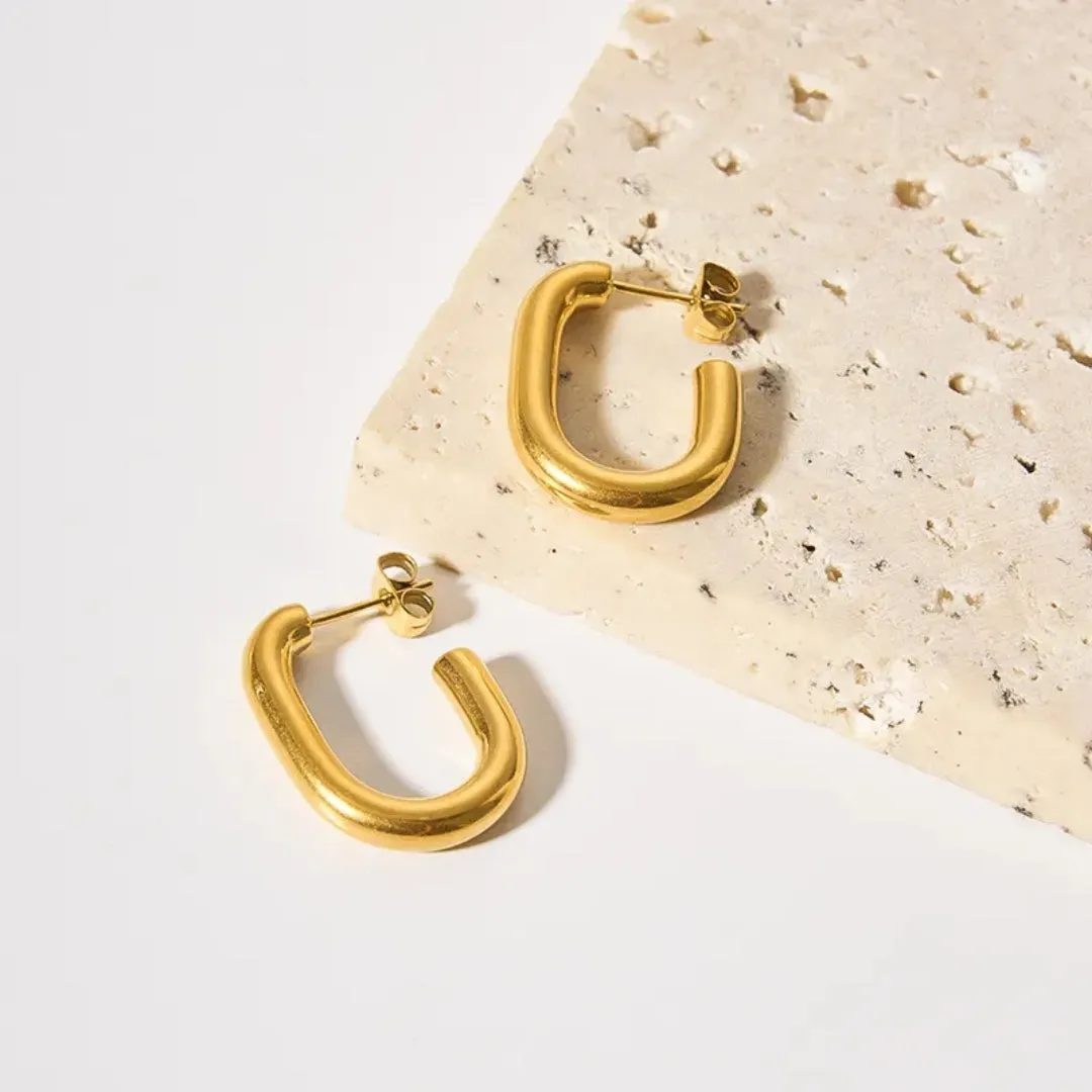 Anti Tarnish C Shaped Hoop Earring