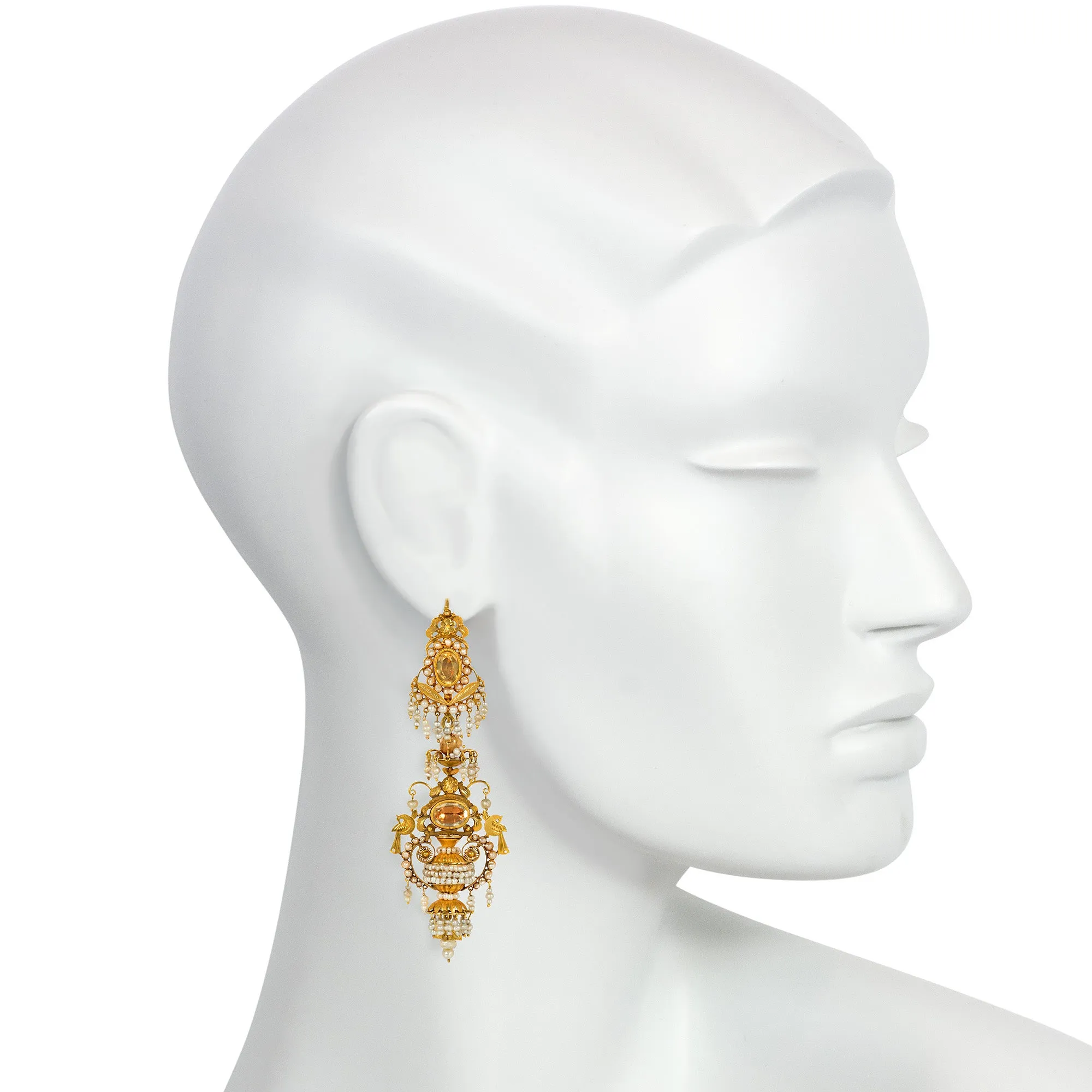 Antique gold and citrine chandelier earrings