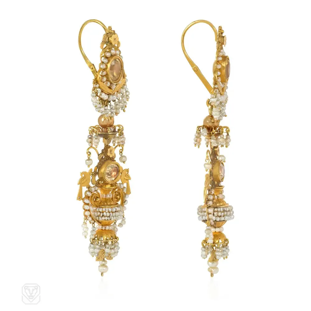 Antique gold and citrine chandelier earrings