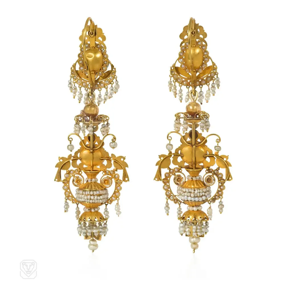 Antique gold and citrine chandelier earrings