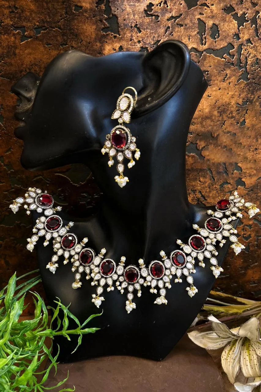 Antique Style Polki Necklace Earrings Indian Jewelry Set, Designer Polki Wedding Jewelry, Polki Statement Bridal Necklace Set, Polki Choker, Polki Earrings Set