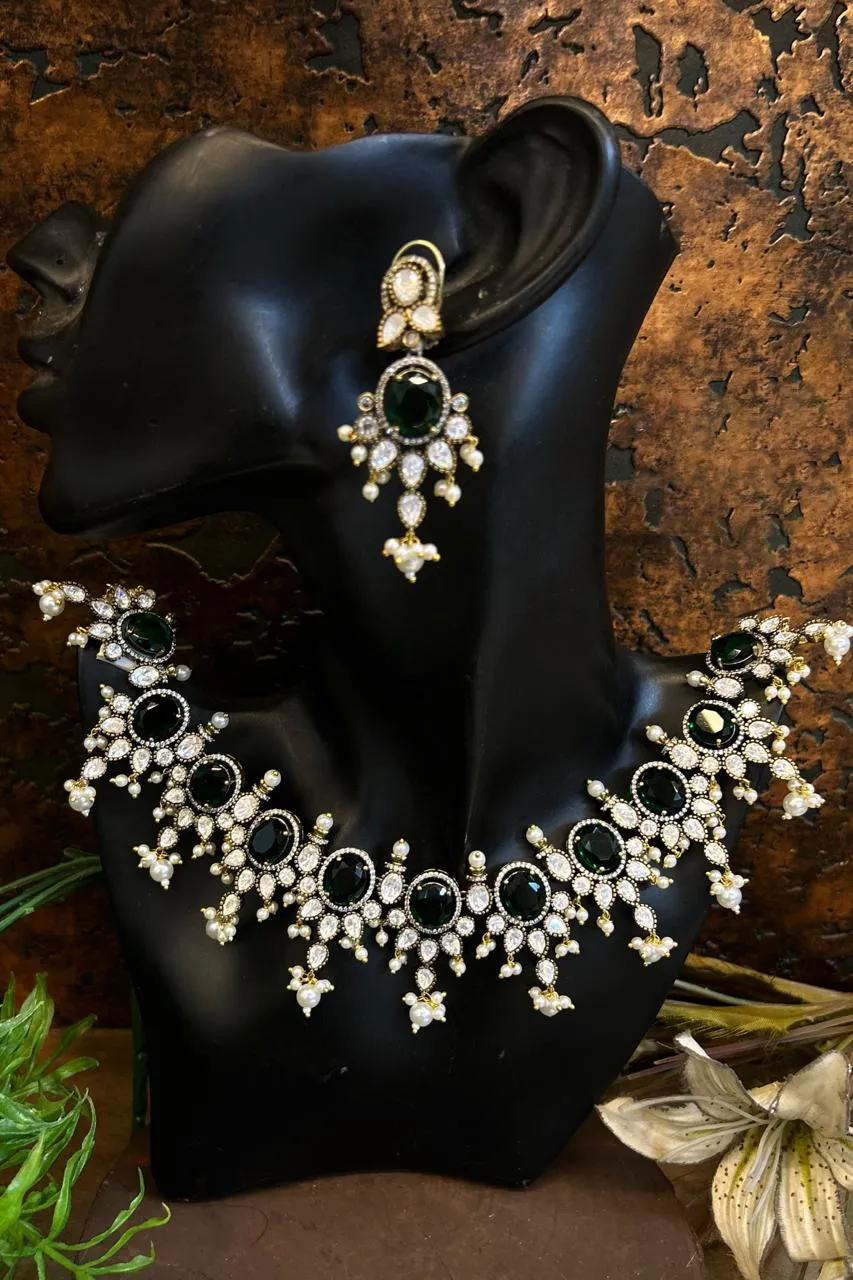 Antique Style Polki Necklace Earrings Indian Jewelry Set, Designer Polki Wedding Jewelry, Polki Statement Bridal Necklace Set, Polki Choker, Polki Earrings Set