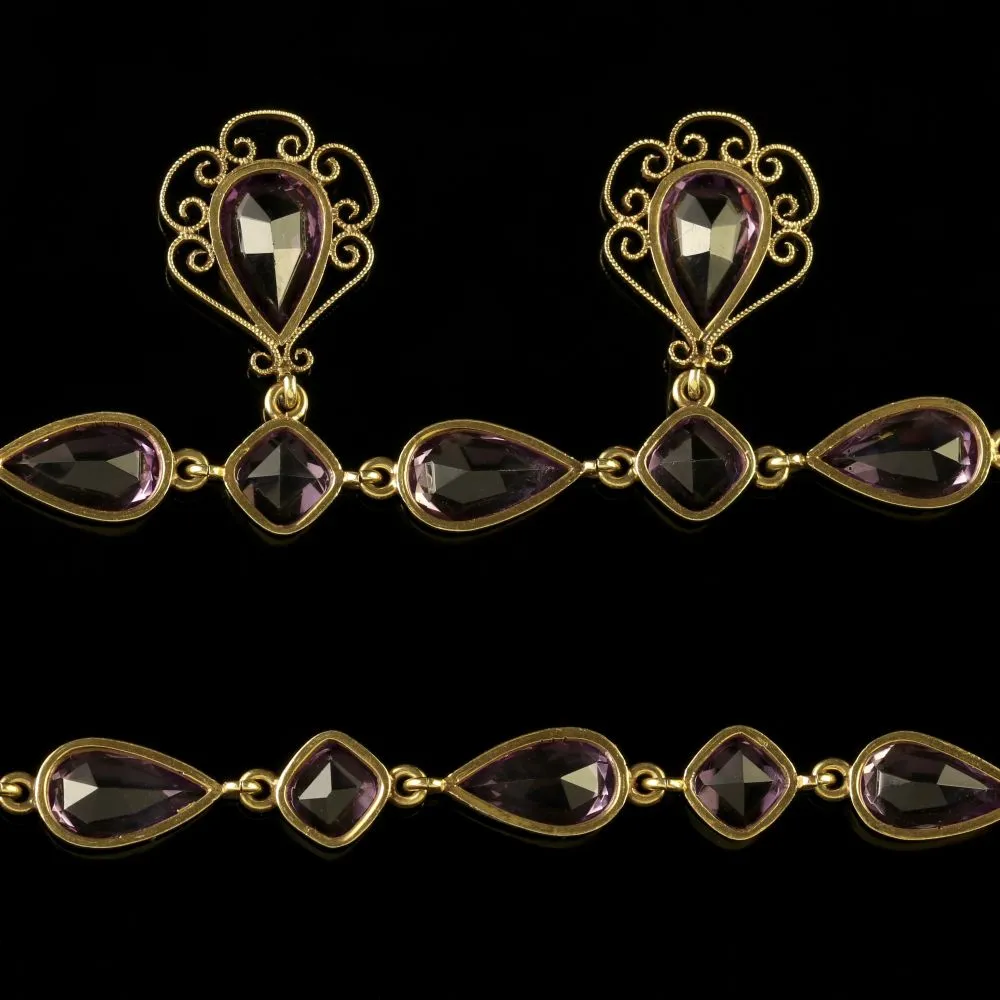 Antique Victorian Amethyst Gold Garland Necklace Circa 1900