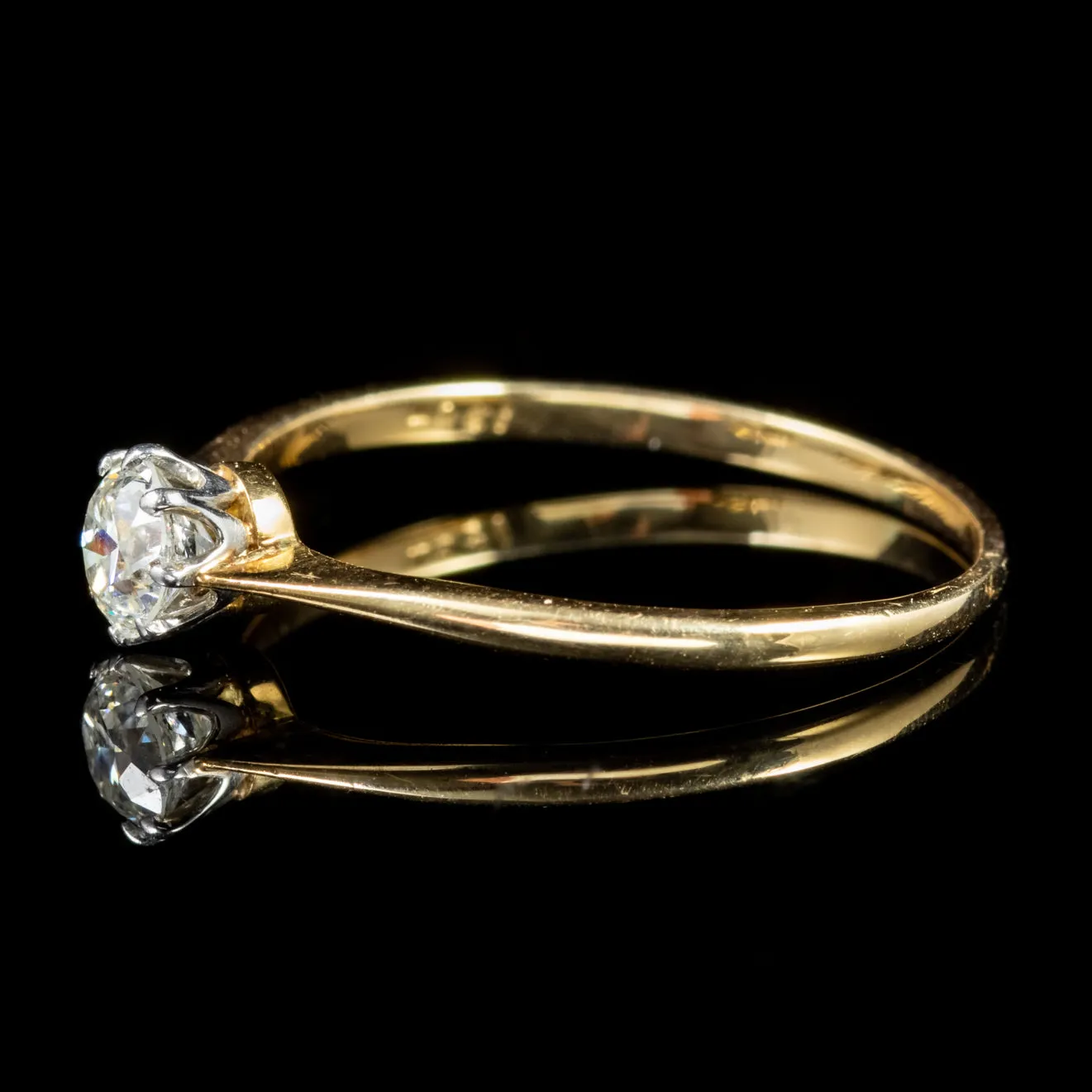 Antique Victorian Diamond Solitaire Engagement Ring 18Ct Gold Circa 1900