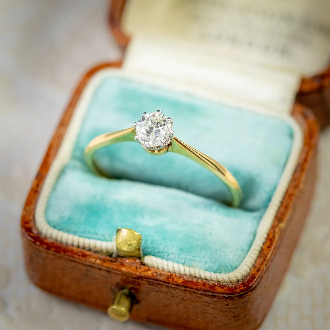 Antique Victorian Diamond Solitaire Engagement Ring 18Ct Gold Circa 1900