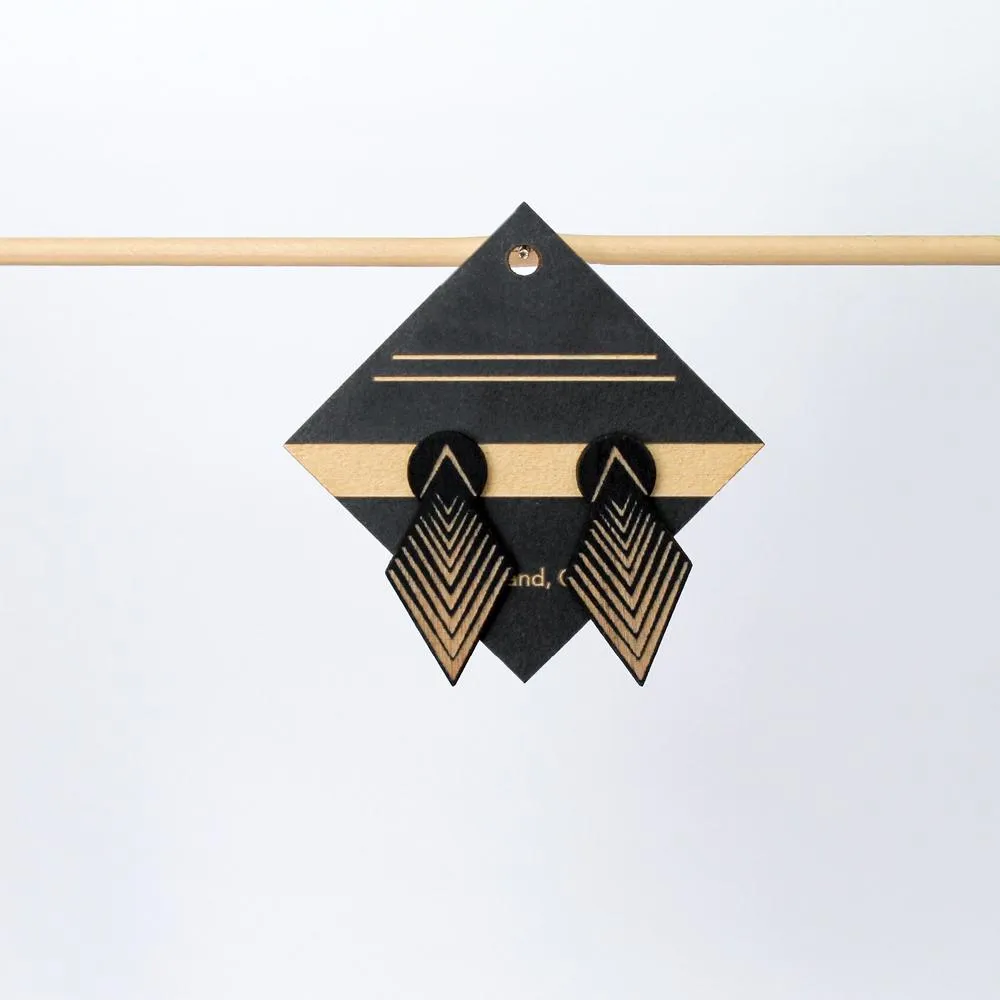 Architectural Laser Cut Birch Stud Earrings: Drop Arrow