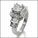 Asscher Cut 1 Ct Center Double Prongs Cubic Zirconia 14k White Gold Ring