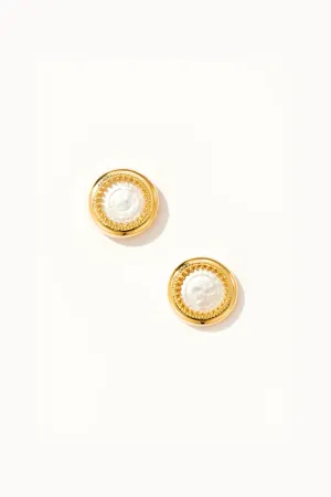 Baroque Button Pearl Stud Earrings