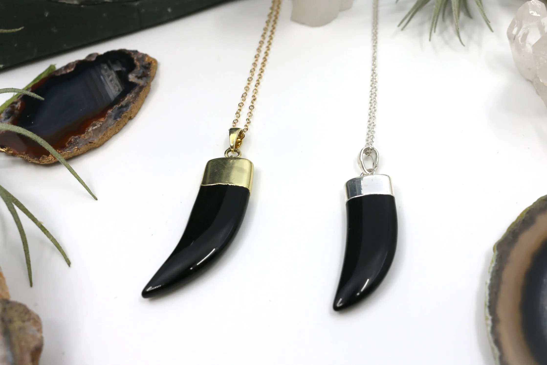 Be Your Own Hero // Black Horn Necklace, Gold or Silver, Layered Necklaces // BH-N001-B