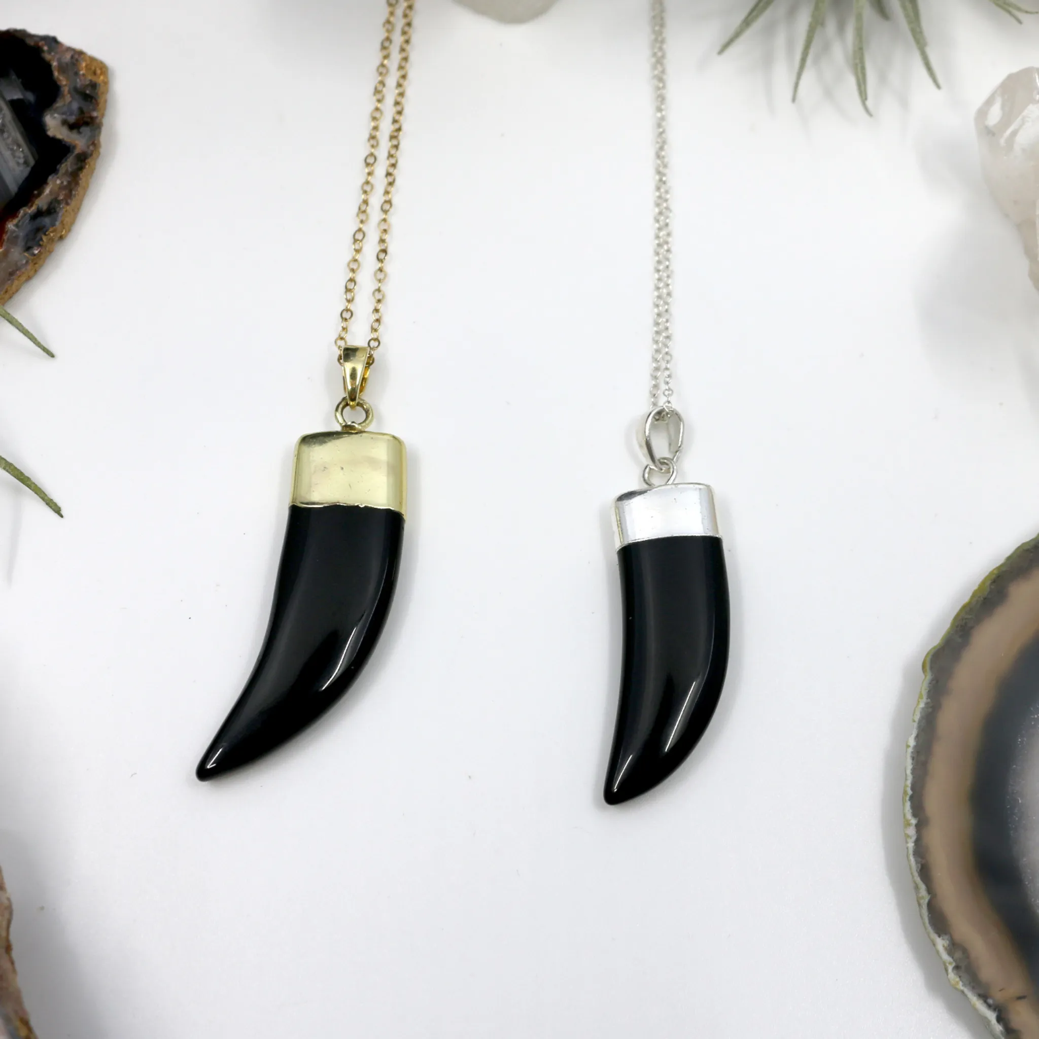 Be Your Own Hero // Black Horn Necklace, Gold or Silver, Layered Necklaces // BH-N001-B